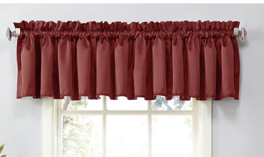 VALANCE CURTAIN – BRICK RED – ROD POCKET – 18×54 – NEW