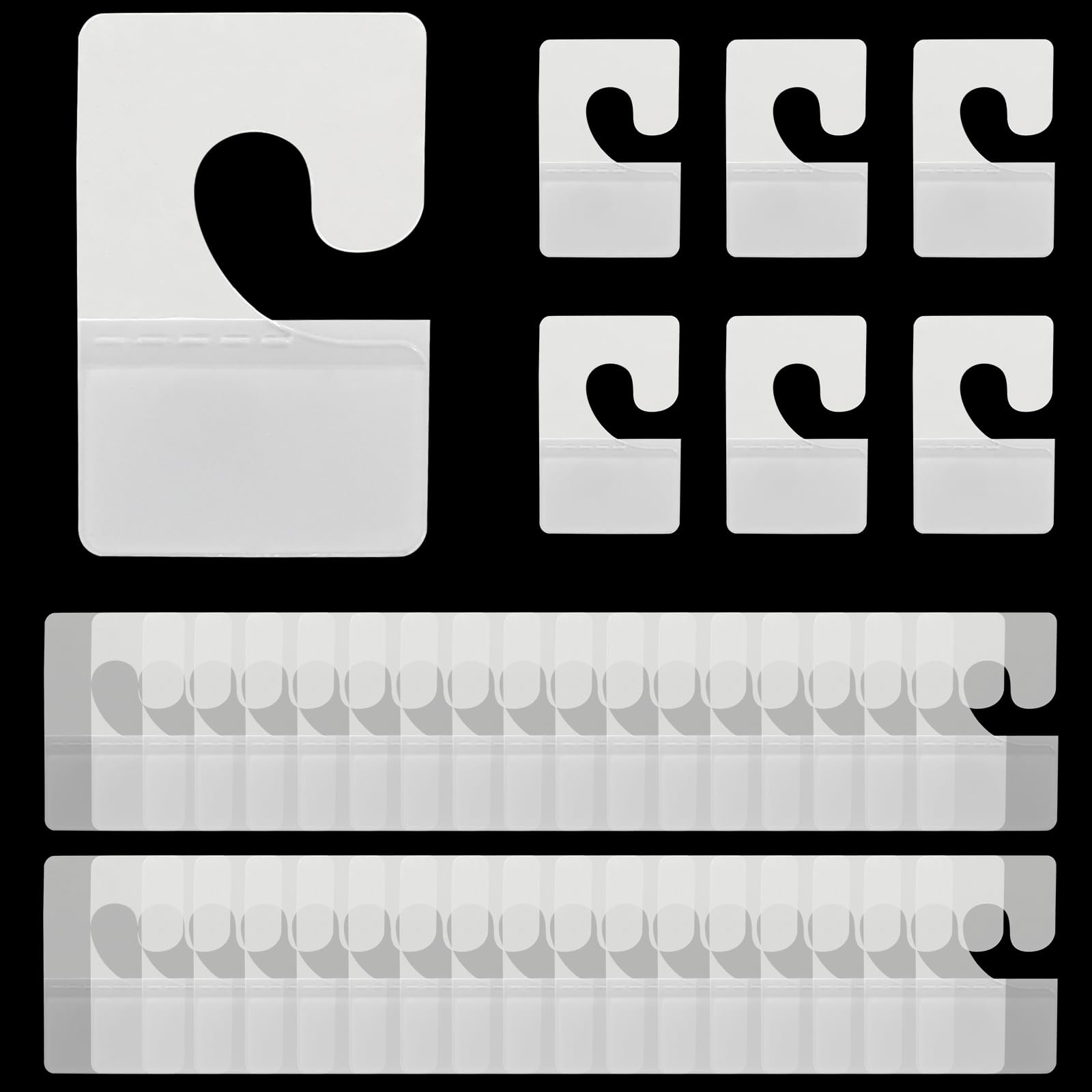 Rierdge 300Pcs Clear Plastic Self Adhesive Hang Tags 1.65 x 1 inches,
