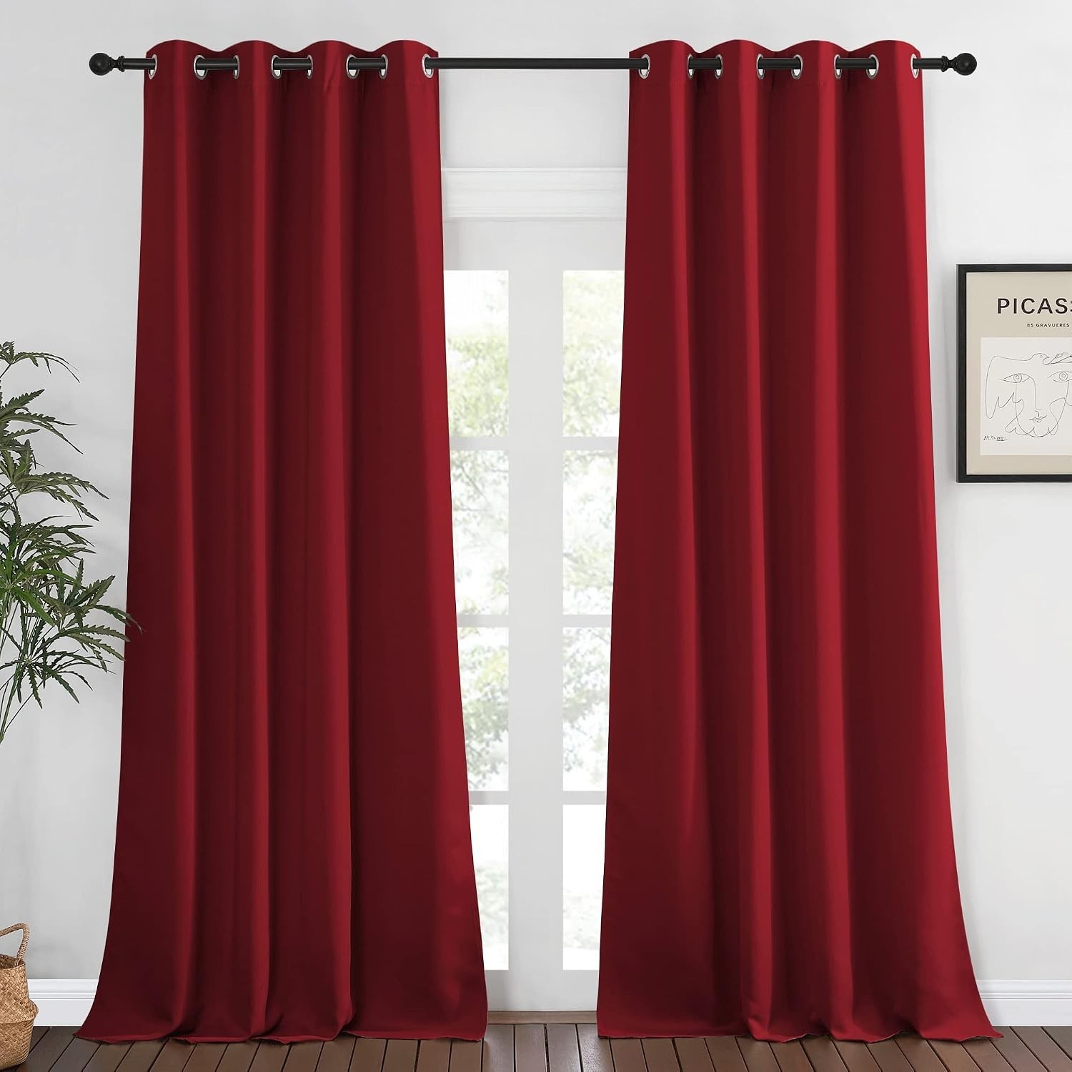 Extra Long Blackout Drape – 52-inch by 108-inch, Burgundy Red, Sold as 1 Pane…