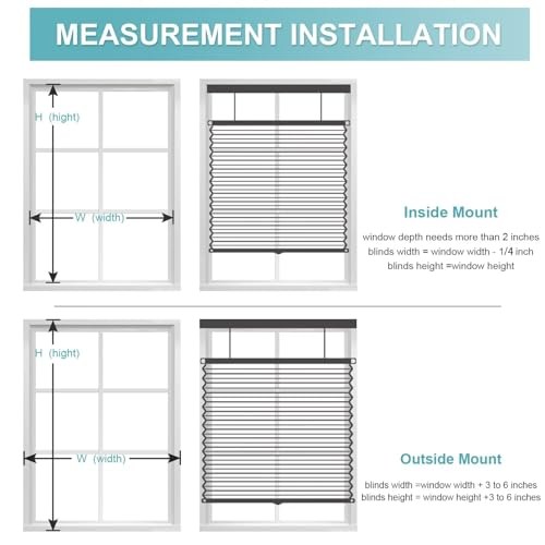 Top Down Bottom Up（TDBU Cellular Shades, 1.5 inch 22″W x 50″H Black-blackout