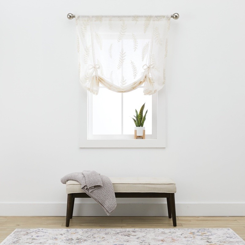 Embroidered Botanical Sheer Balloon Shade Single Curtain Indoor Home Décor New