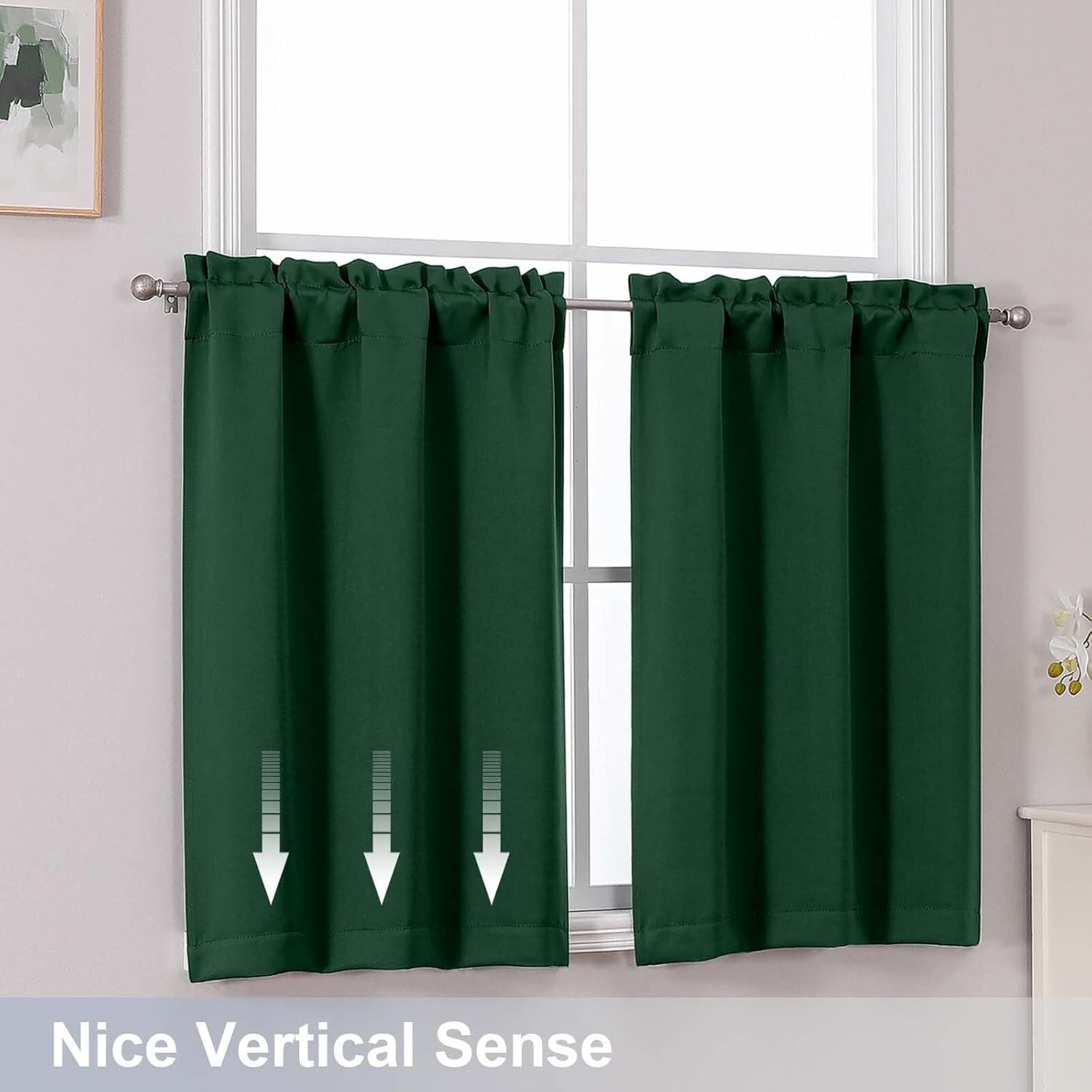 Versatile Ever Green Blackout Window Curtains, 30×45 In, 2 Pack for Cozy Spaces