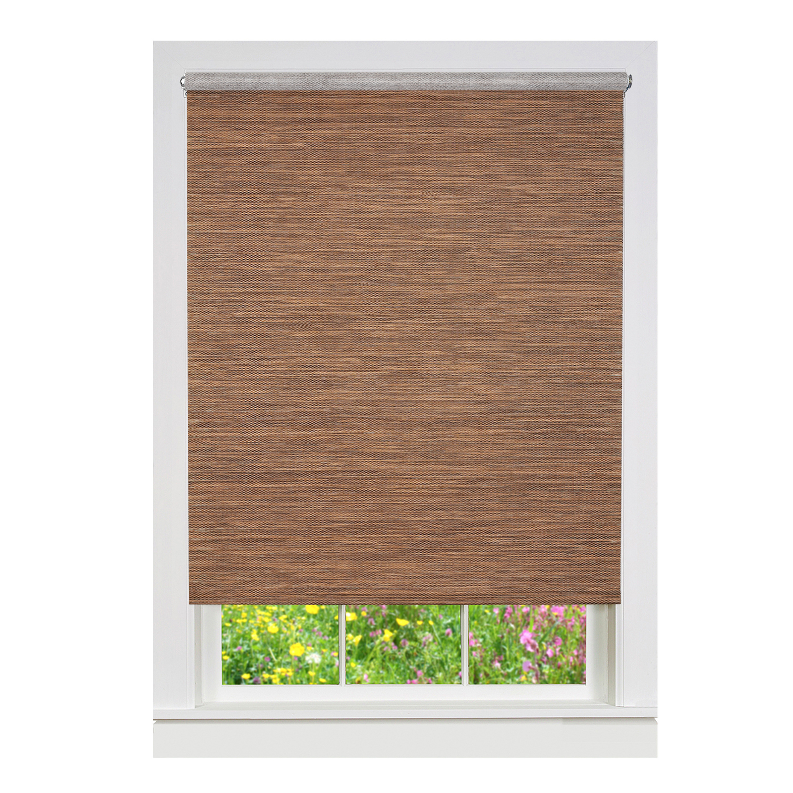 Light Filtering Woven Natural Cordless Privacy Jute Windows Shade, Cocoa