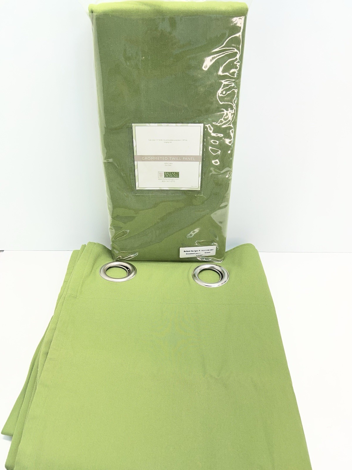 Ballard Designs Grommeted Twill Drapery 2 Panels Green Cotton 54”x84″