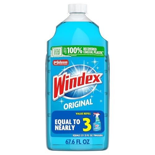 Windex Glass and Window Cleaner Bottle, Bottle 67.6 Fl Oz (Pack of 1) Refill