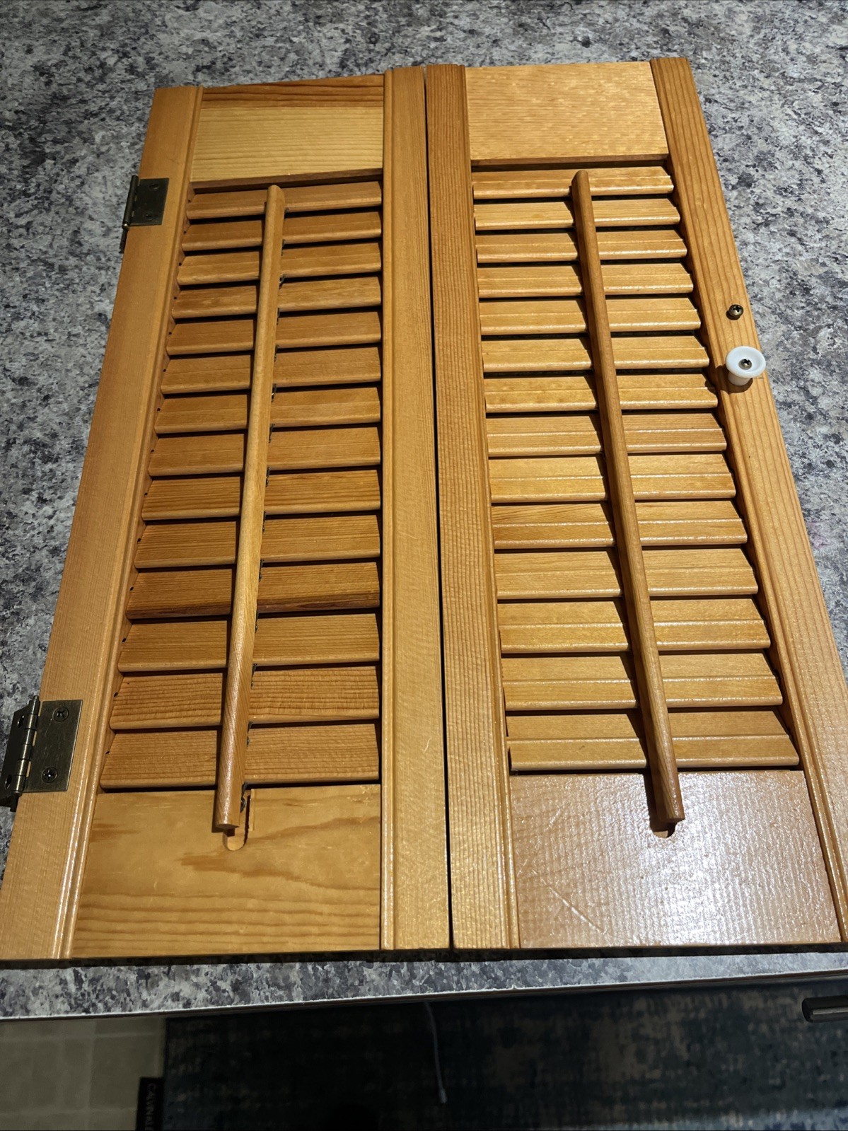 Vintage Wooden Louver Shutter Indoor Wood 20”H x 13.25”W Stained And Varnished