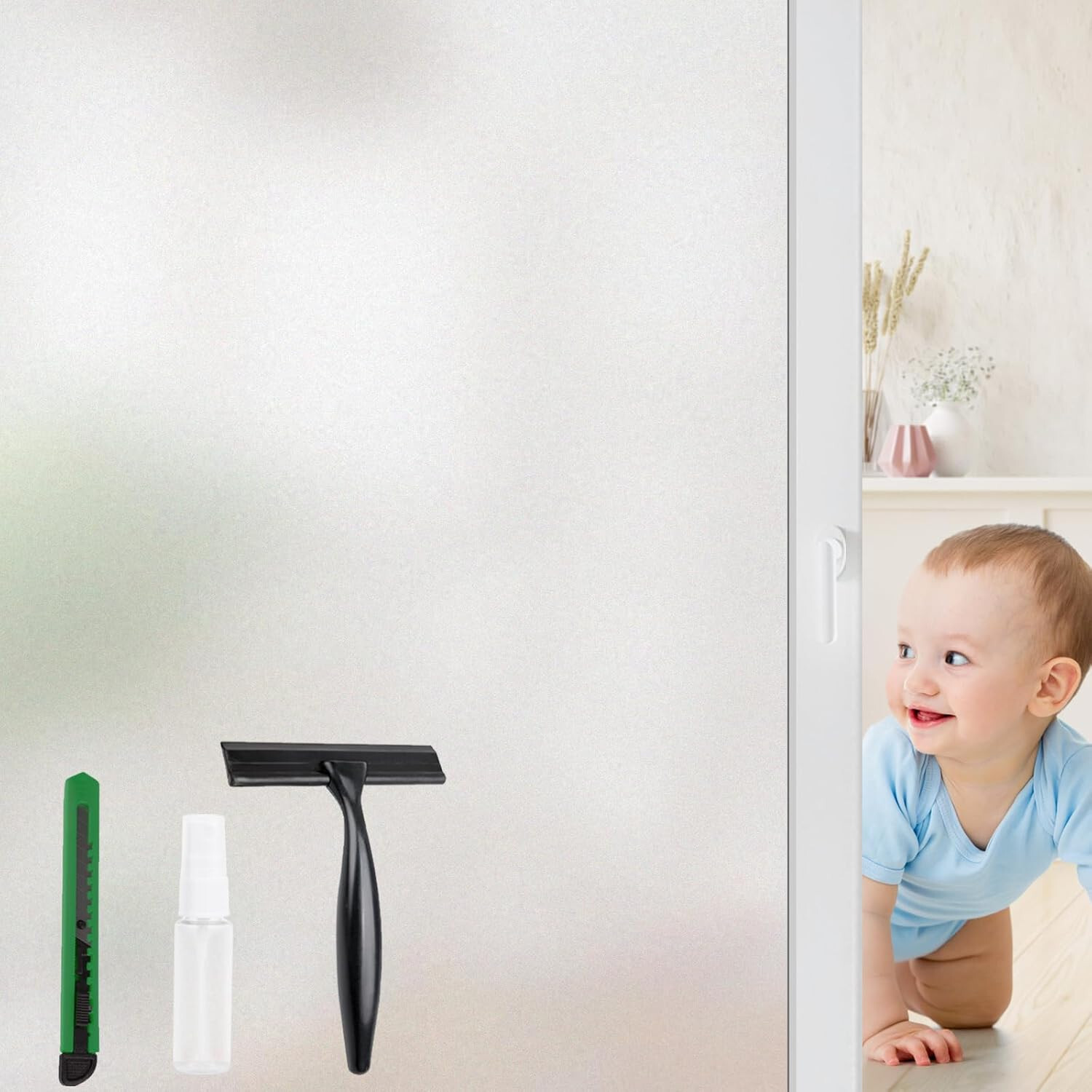 STATINT Frosted Window Privacy Film Heat Control UV Block 35.4 x 78.7 Inch