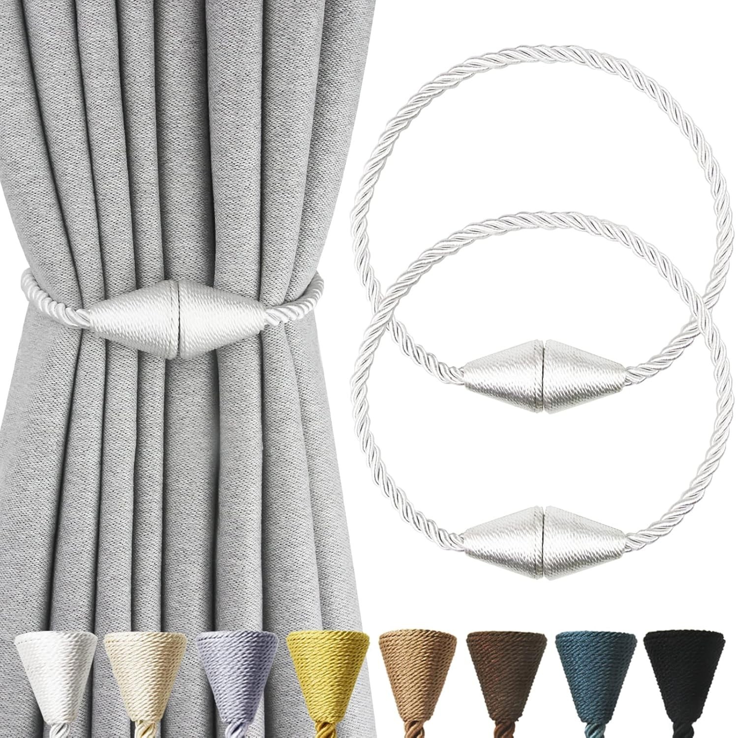 2 Pack Magnetic Curtain Tiebacks Rope Modern Handmade Curtain Tie Backs Decor…