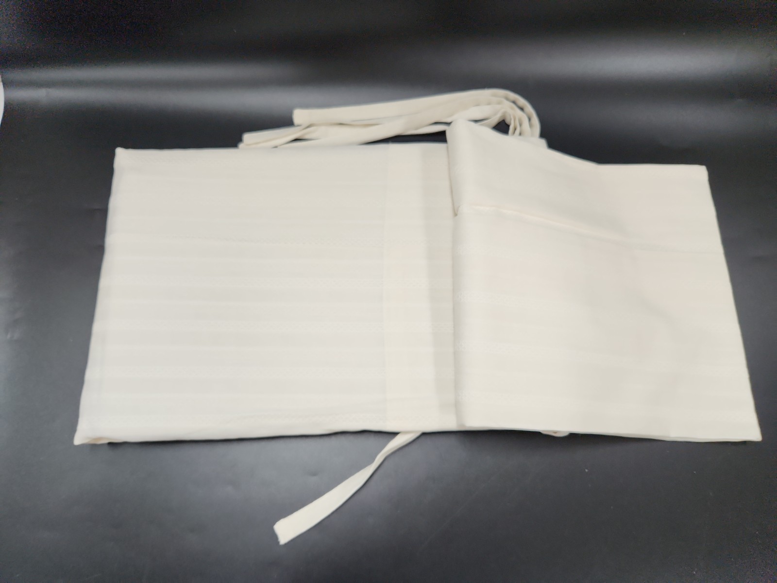 NEW Anthropologie Cotton Dobby Striped Sheer Tie Top Curtain – Ivory 84″ x 50″