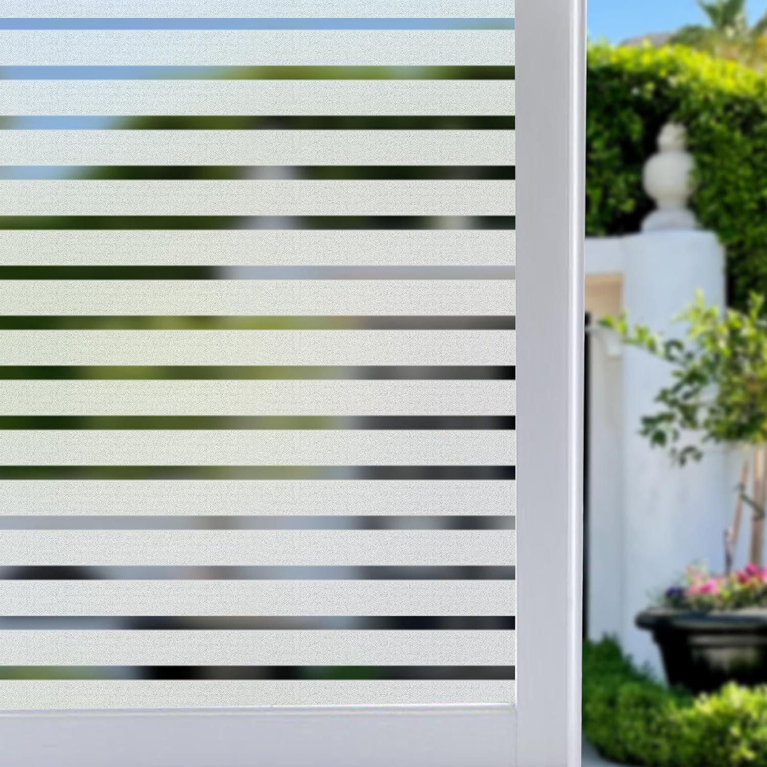 Niviy Frosted Window Film Privacy 17.7" x 78.7", Wide Stripe