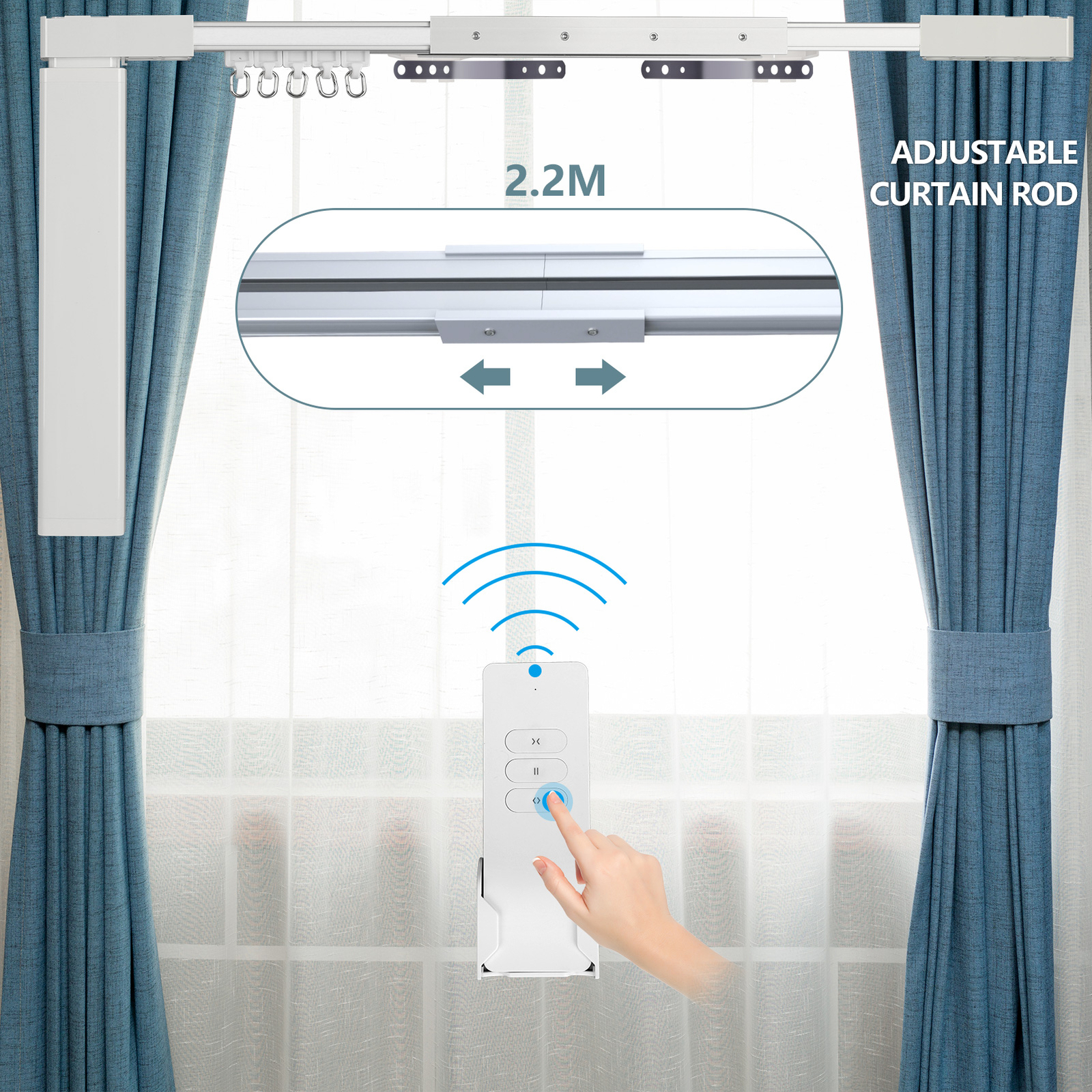 Smart Electric Celling Curtain Tracks 7-20ft Motorized Opener Remote Control USA
