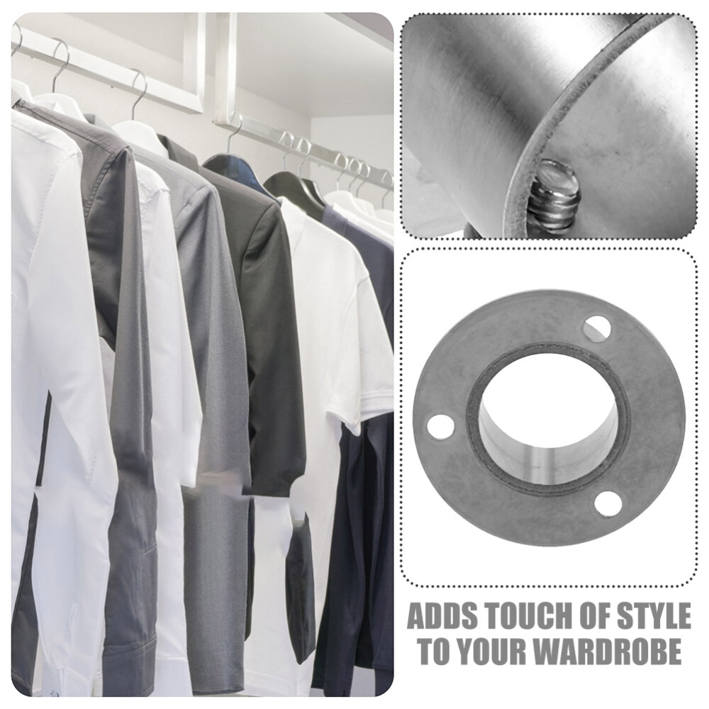 Stainless Steel Pole Flanges Shower Curtain Rod Holders Closet Rod Brackets