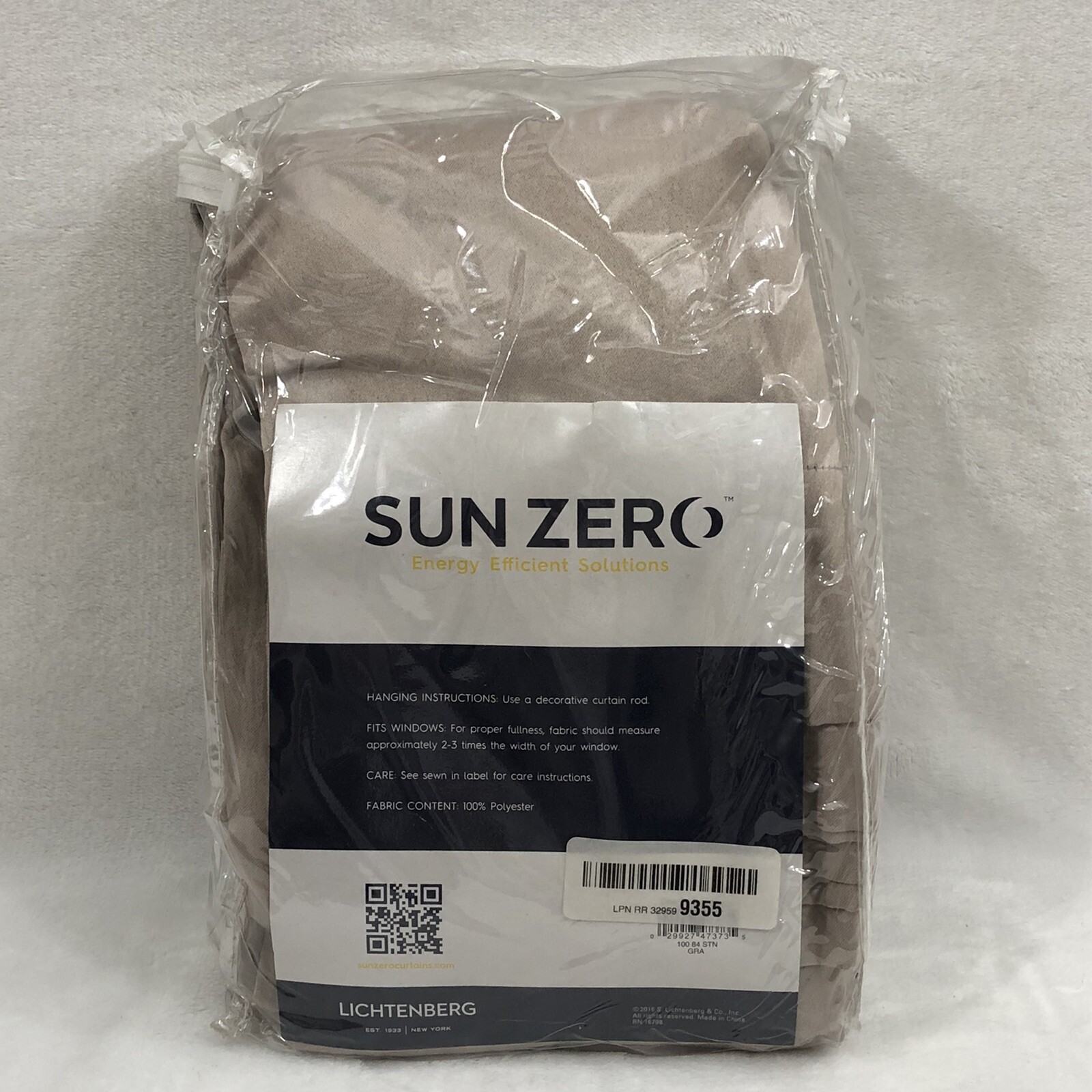 Lichtenburg Sun Zero Blackout Rod Pocket Curtain 100″ x 84″ Gray Beige One Panel