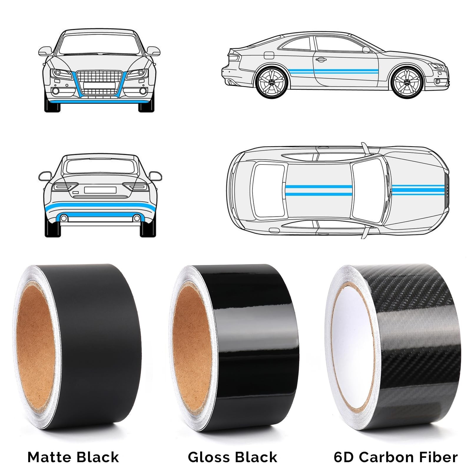 2IN X 30FT Gloss Black Vinyl Wrap for Chrome Delete Window Trim Car Door Sill