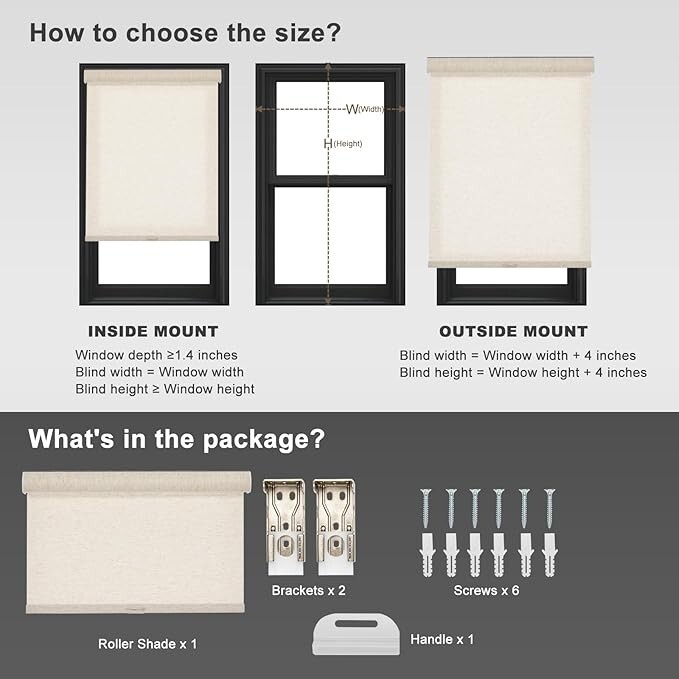 Blackout Motorized Cream Color Linen METechs Custom Size Cordless Roller Blinds