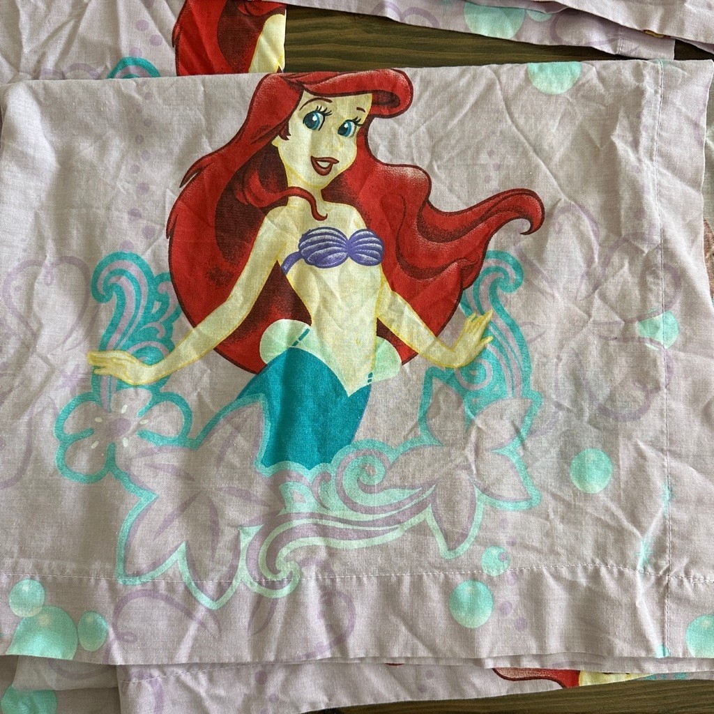 Vintage Disney Little Mermaid Curtains Valance Set Ariel Sebastian Flounder