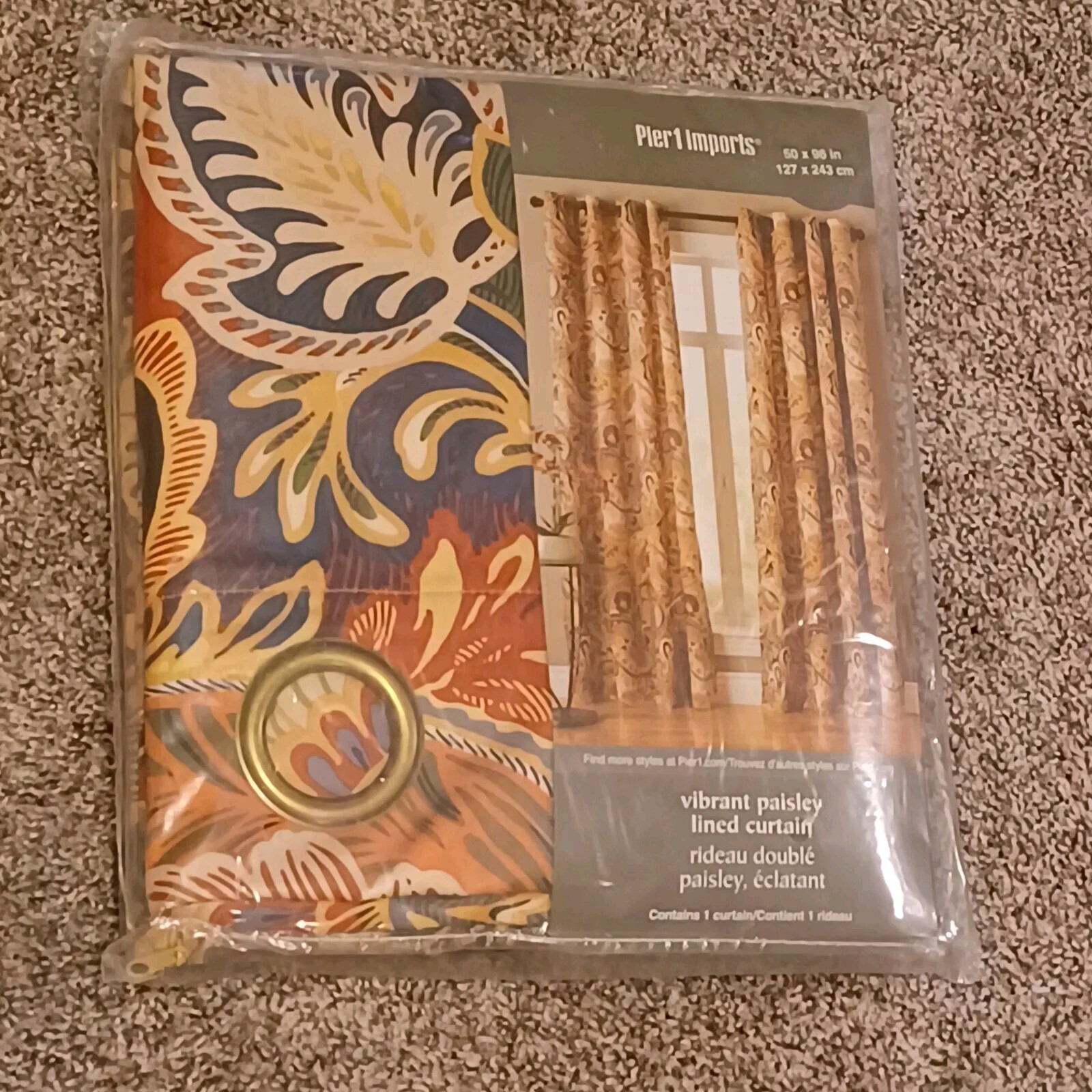 Pier 1 Imports Vibrant Paisley Lined Curtain Drape Window Panel 50″ X 96″ NEW OS