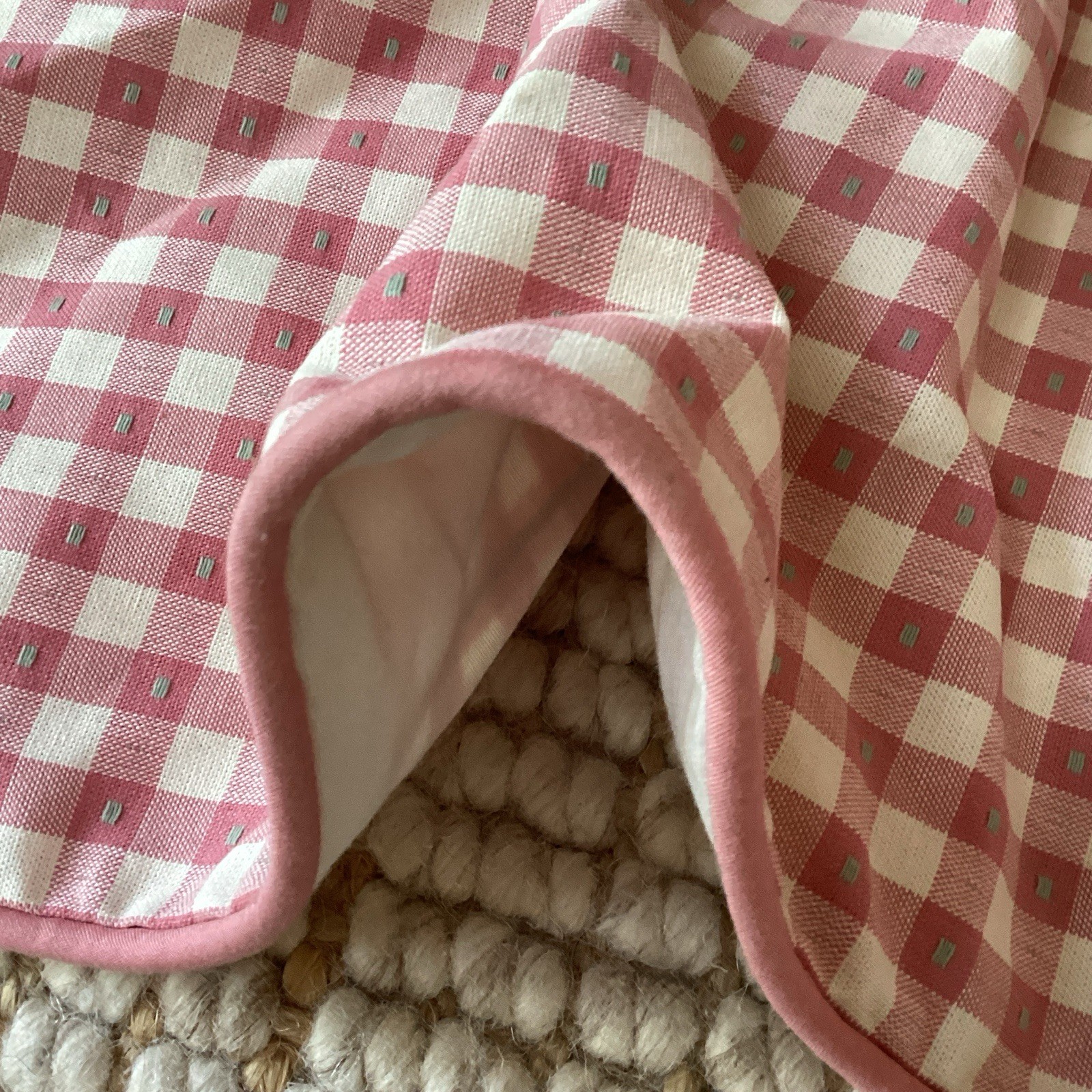 4 Custom Made Pink Gingham Window Valance Swag Lined Piping 14×54″ and 11×69″