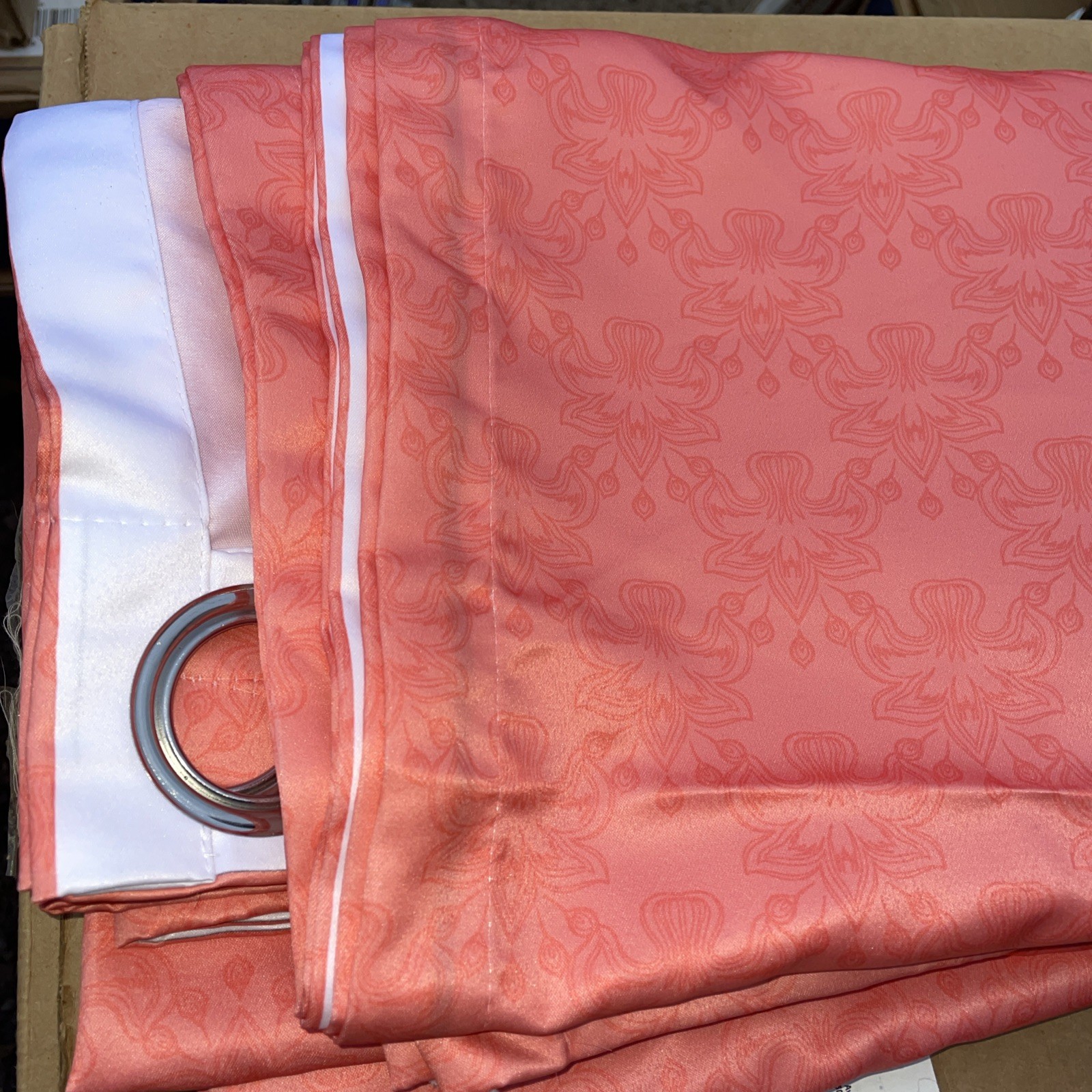 Curtain Light Blocking Lined 2 Panels Each Is 50X84” Salmon Color Polyester