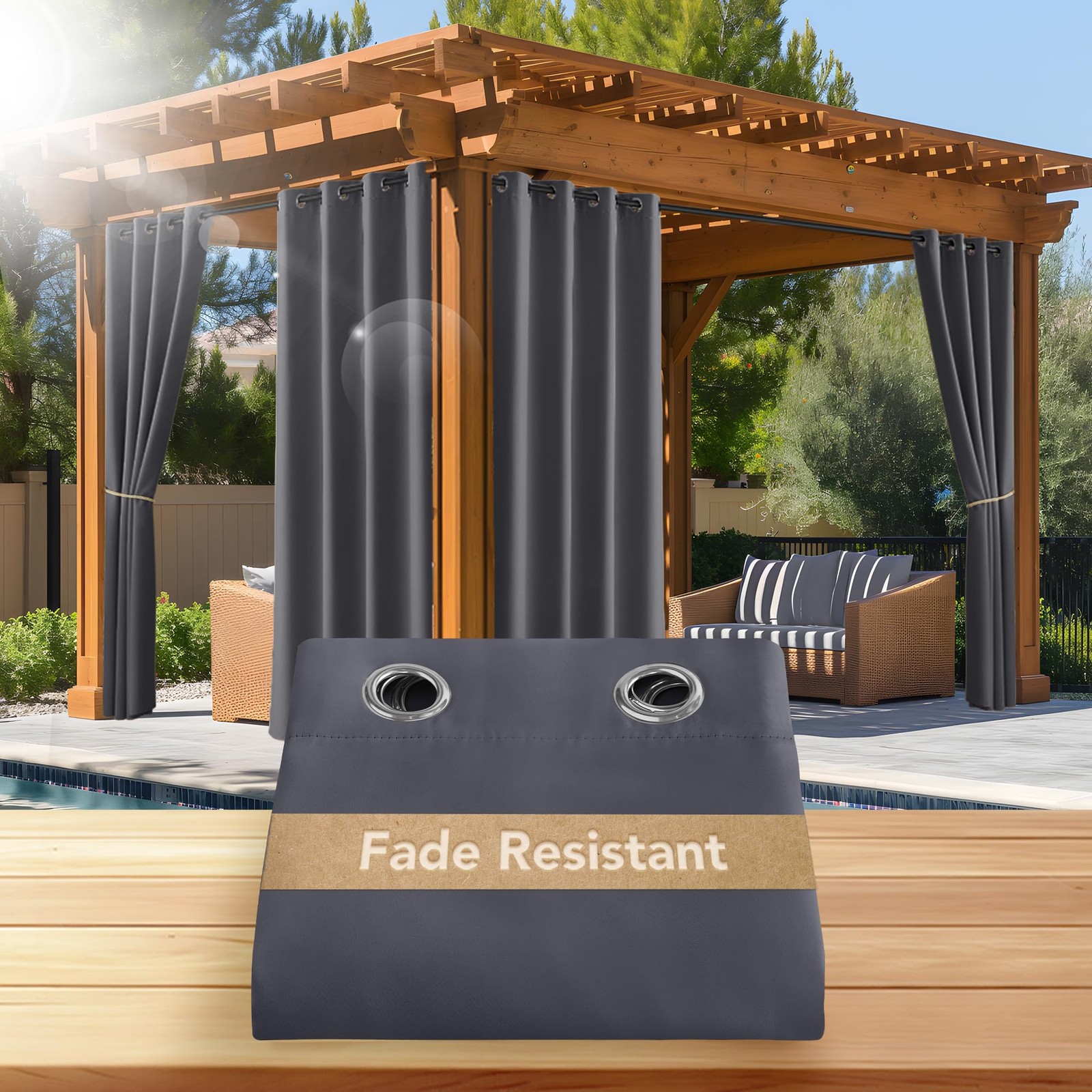 Fade Resistant Outdoor Curtains for Patio 84 inch Long, Grade 4 Color Fastnes…
