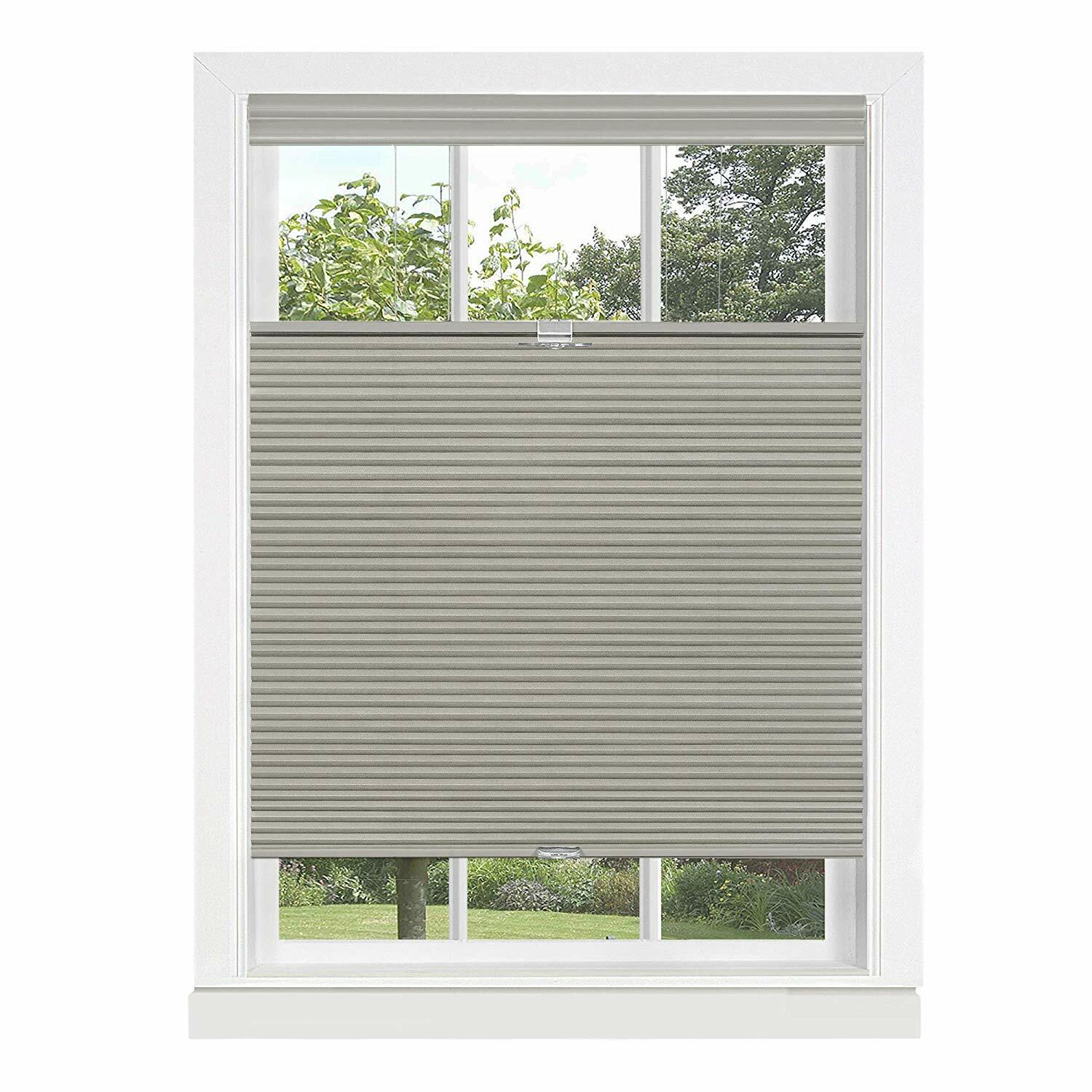 Dove Gray Cordless Cellular Top-Down Bottom Up Honeycomb Pleated Window Shades