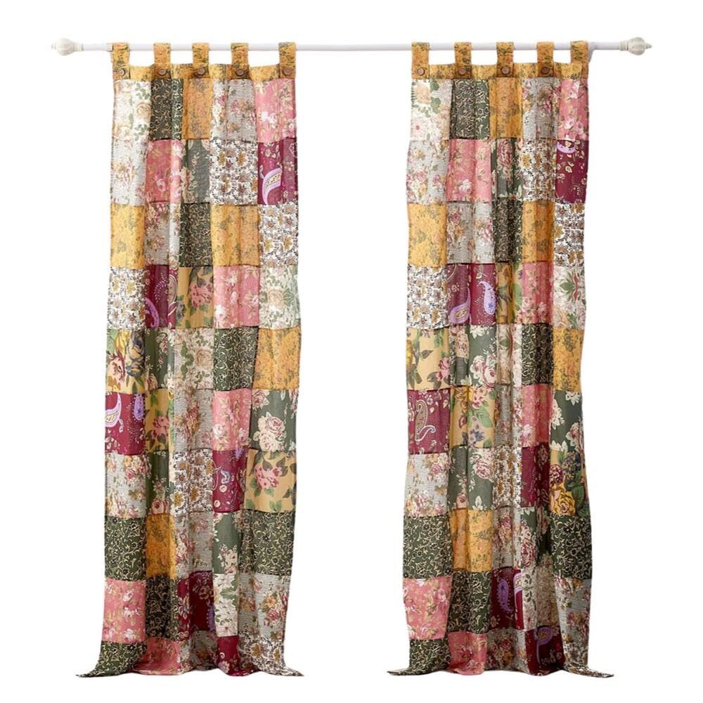 Antique Chic Authentic Patchwork Curtain Panel Set 84 X 84 Inches Includes Two