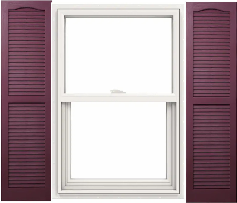 Alpha 2-Pack 14.5-in W x 54.5-in H Bordeaux Louvered Vinyl Exterior Shutters
