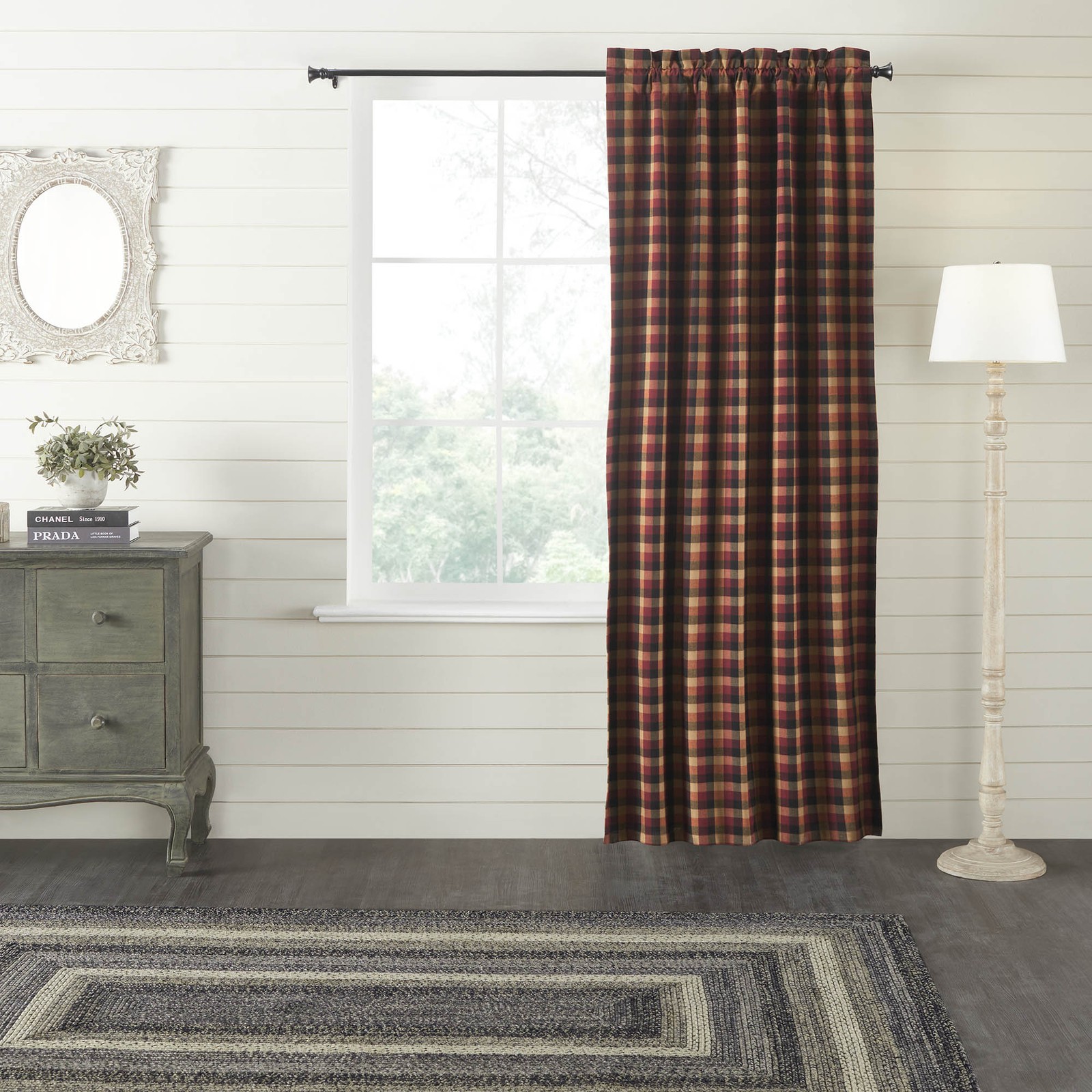 VHC Brands Country 84″x50″ Panel Red Rod Pocket Heritage Farms Window Curtains