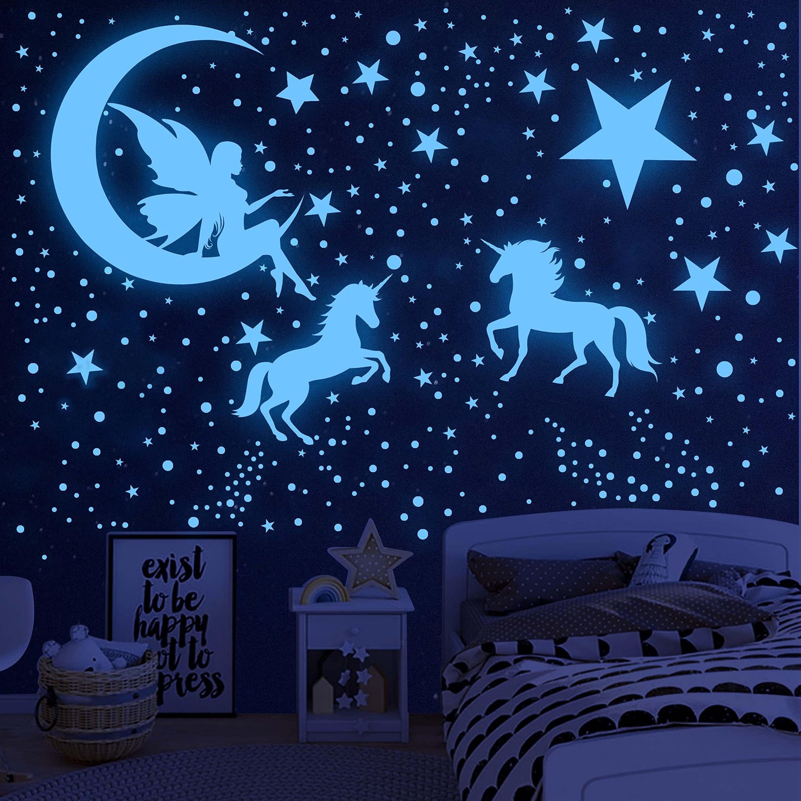 Glow in The Dark Stars for 915 Count (Pack of 1), 915 Pcs Sky Blue