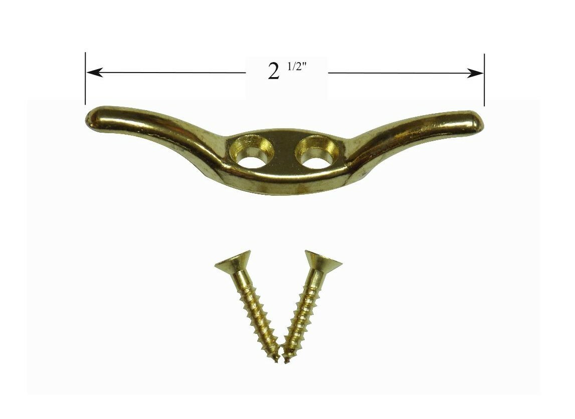 2 1/2″ Shiny Brass METAL CORD CLEAT for Woven Woods, Roman and Pleated Shades