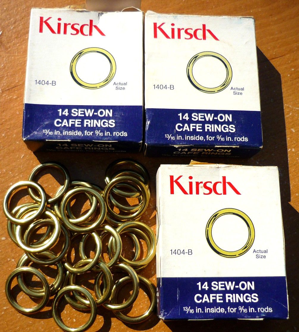 (42) Vintage Kirsch Bright Brass 13/16″ Sew-In Cafe Curtain Rings for 9/16″ Rods