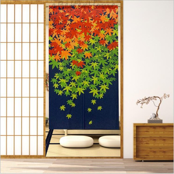Japanese Noren Door Curtain Maple Leaf Gradient Autumn Room Divider Tapestry NEW