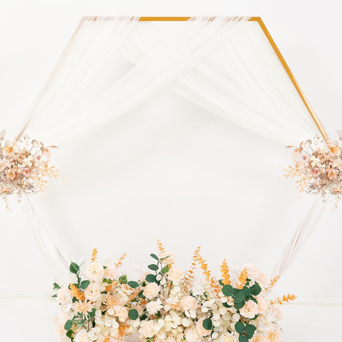 Ivory White Wedding Arch Draping Fabric 2 Panels 29″ X 20 FT Extra Long Gauze Dr