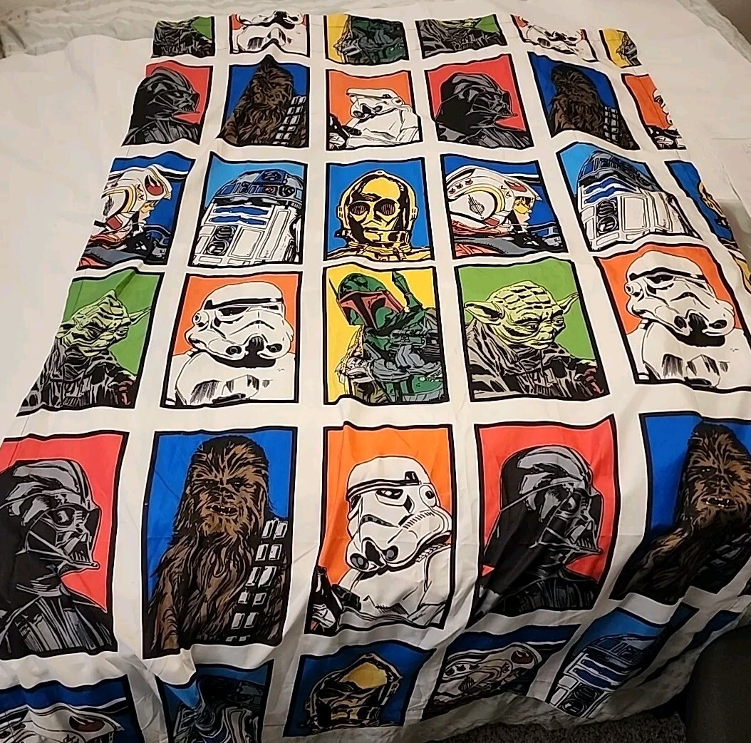 Star Wars Curtains 42×64 2 Panels = 84″ Darth Luke Chewie Yoda R2D2 Jay Franco