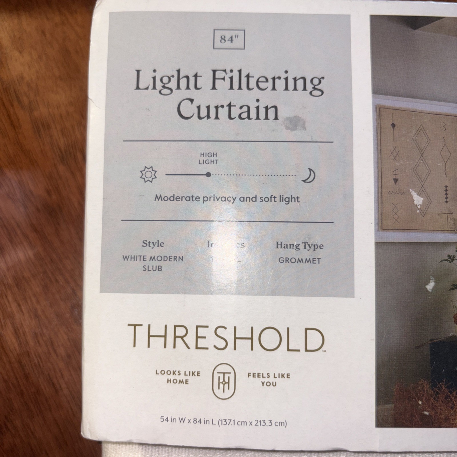 Threshold Light Filtering Curtain Panel White Modern Slub 54×84 Grommet New