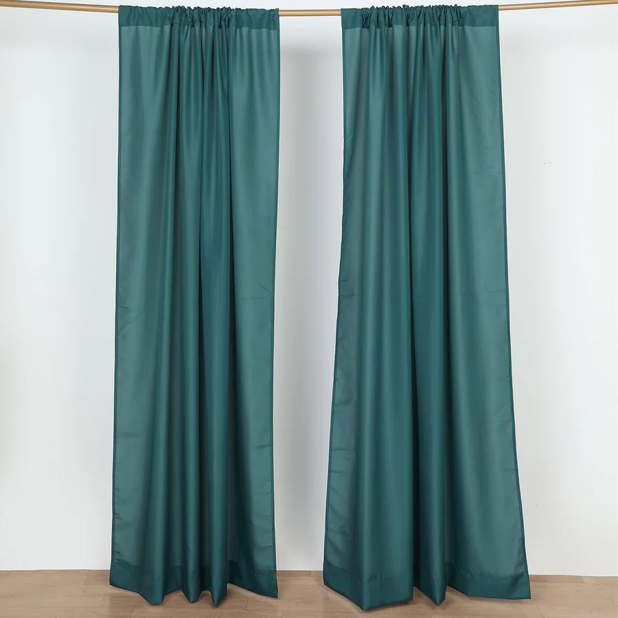TEAL 2 Drapery Panels 8 ft Polyester Backdrop CURTAINS Rod Pockets Party Events