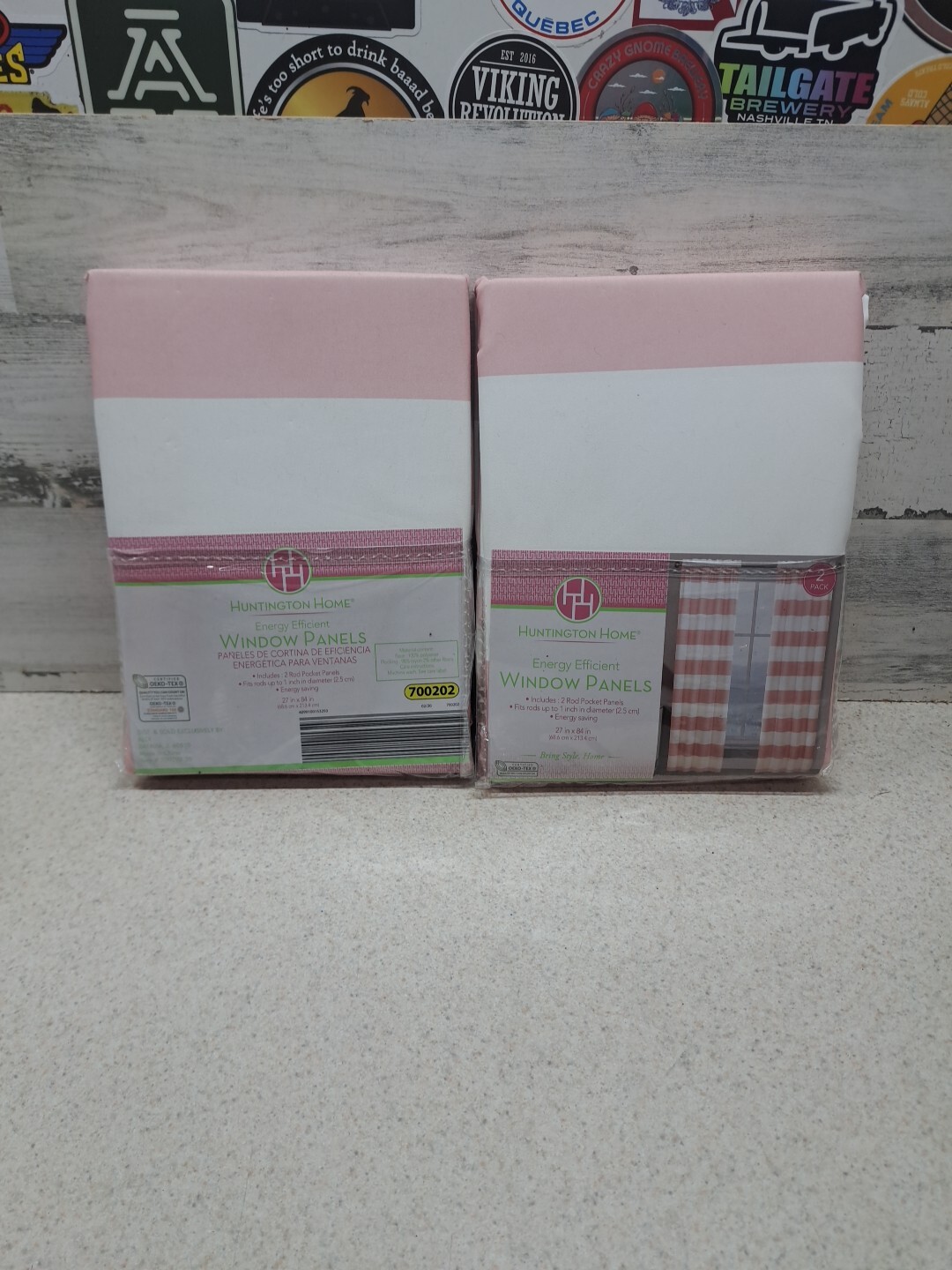 Lot Of 2 Huntington Home Energy Efficient Window Panels 2 Pk. Pink And White