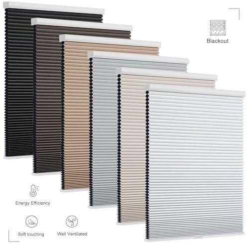 Cordless Cellular Shades, Blackout Honeycomb Shades 33″W x 72″H Blackout-grey