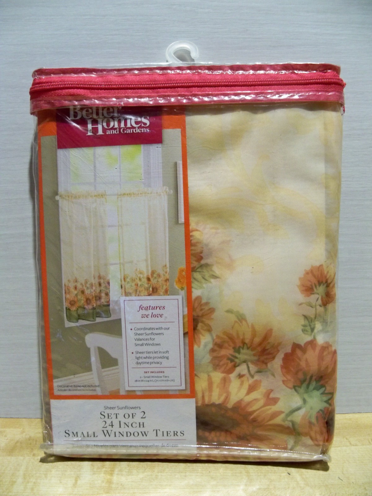 Vtg Better Homes and Gardens Sunflowers Small Window Tiers Set of (2) 24″ NEW