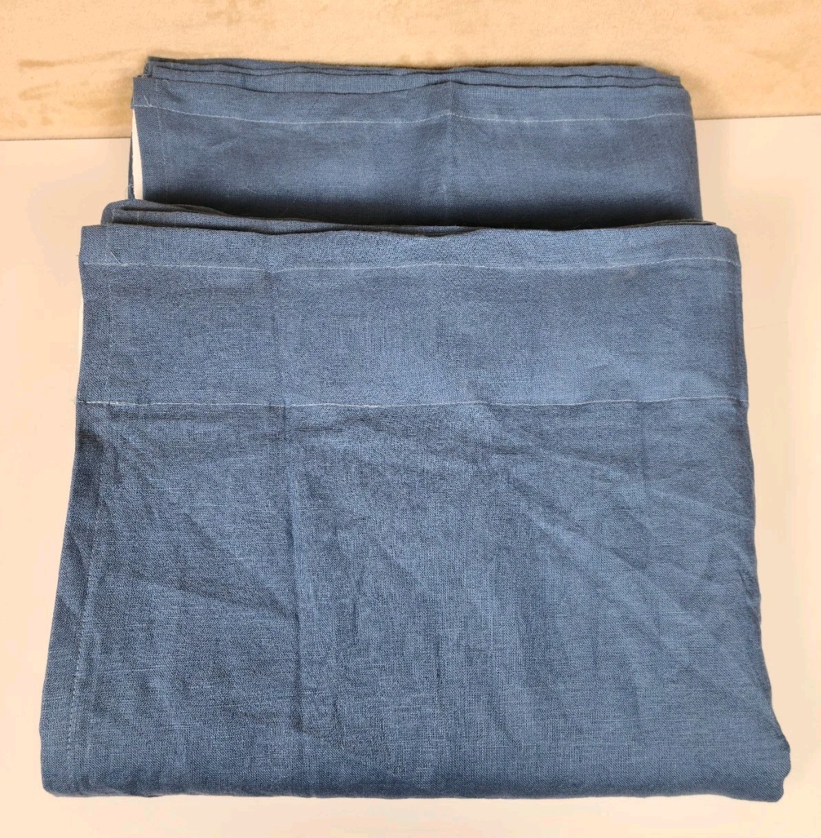 IKEA Aina Solid Blue 100% Linen Pair of Curtains 57 X 98″