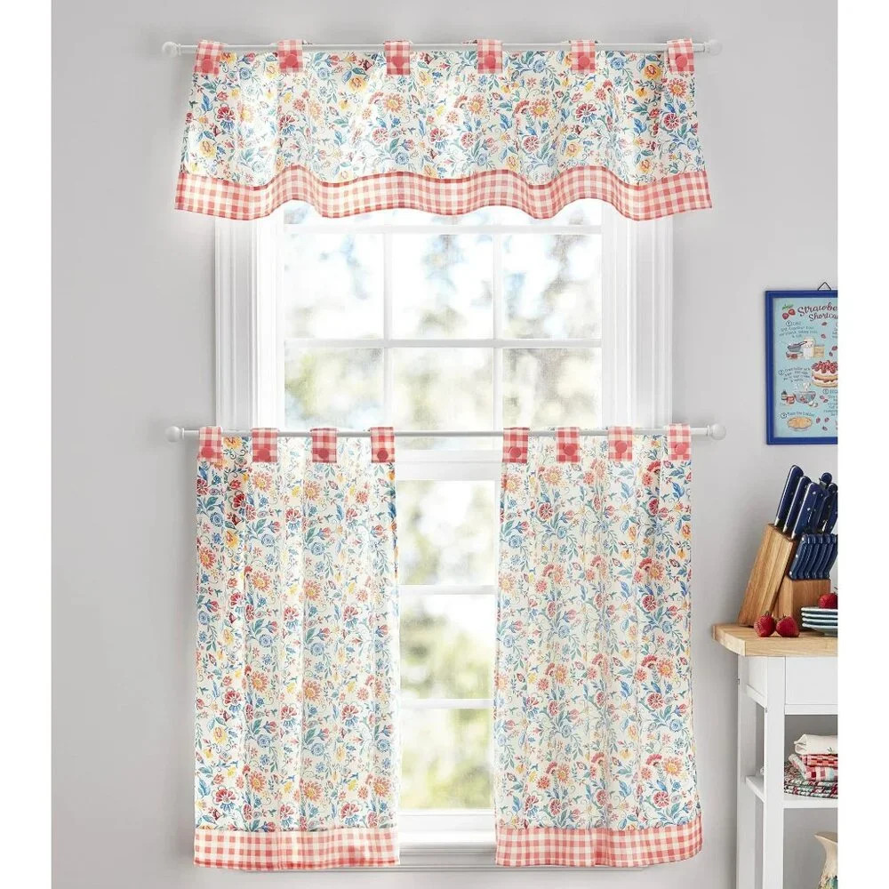 Pioneer Woman Mazie 3-Piece Window Curtain Set Floral Cottage Farmhouse NIP