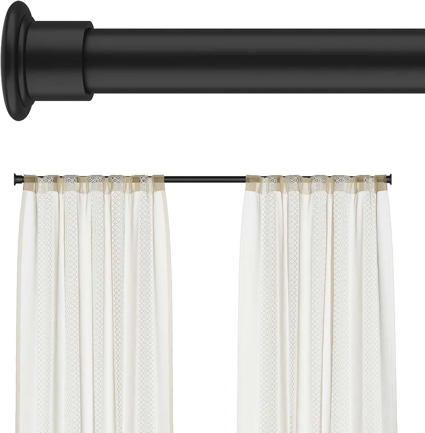 Tension Curtain Rod by , 42-123 Inches, Heavy Duty Tension Rods for Windows, Adj