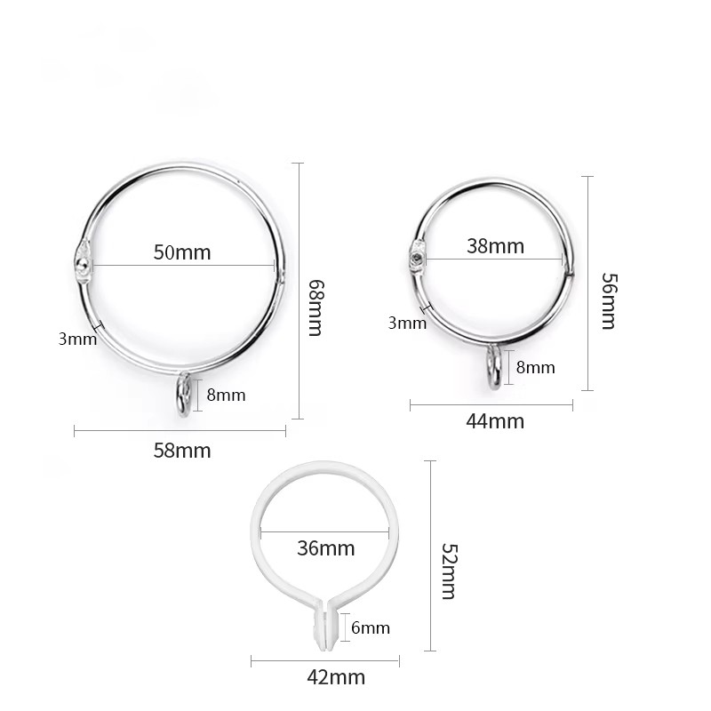 Curtain Rings Plastic & Metal – Open Ring Inner Diameter 3.6cm/3.8cm/4.7cm/5cm