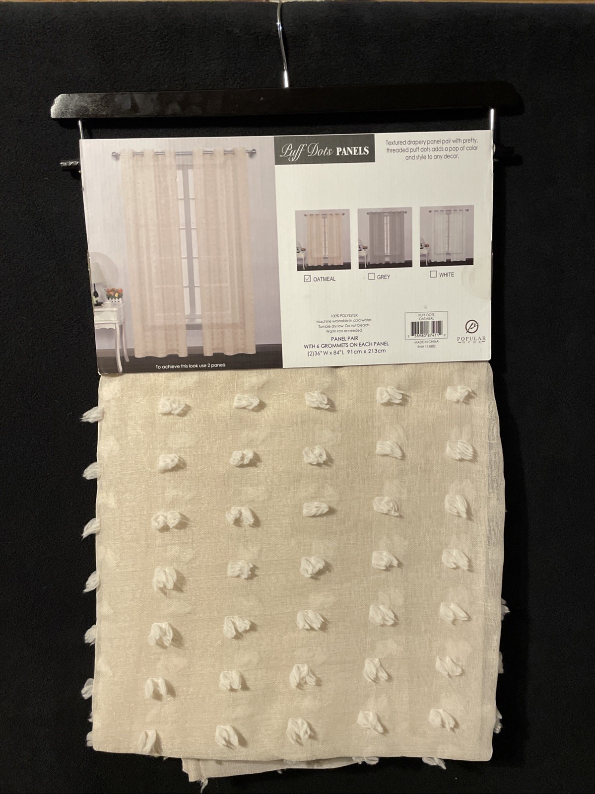 New Popular Home Window Fashion “Puff Dots” drapery panel pair Six Grommets