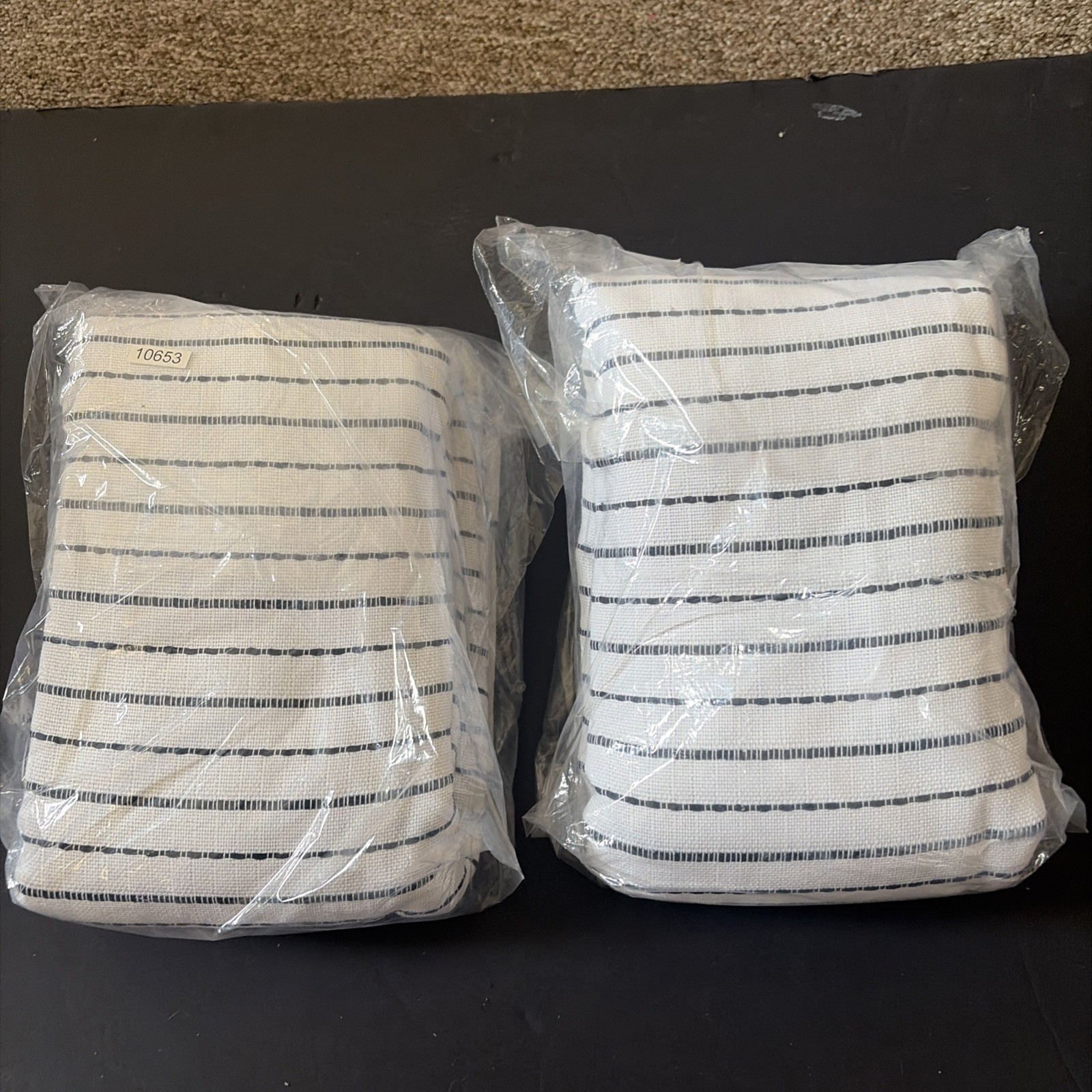 B Smith 2 Navy/White Striped Baldwin Cotton Blend Curtain Panels 52” x 84”