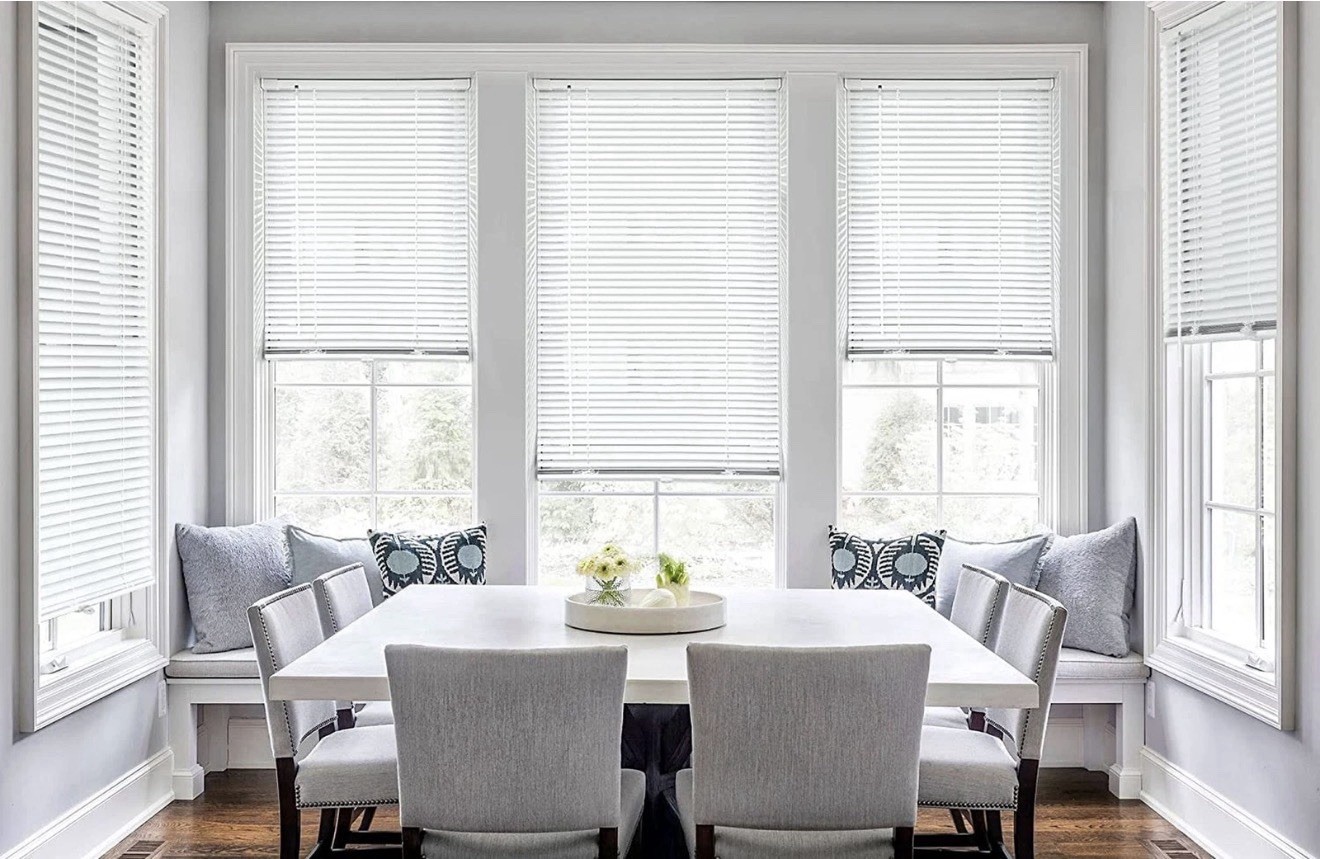 LazBlinds No Tools No Drill 1” Aluminum Mini Blind 20.5” W x 64” H Pearl White
