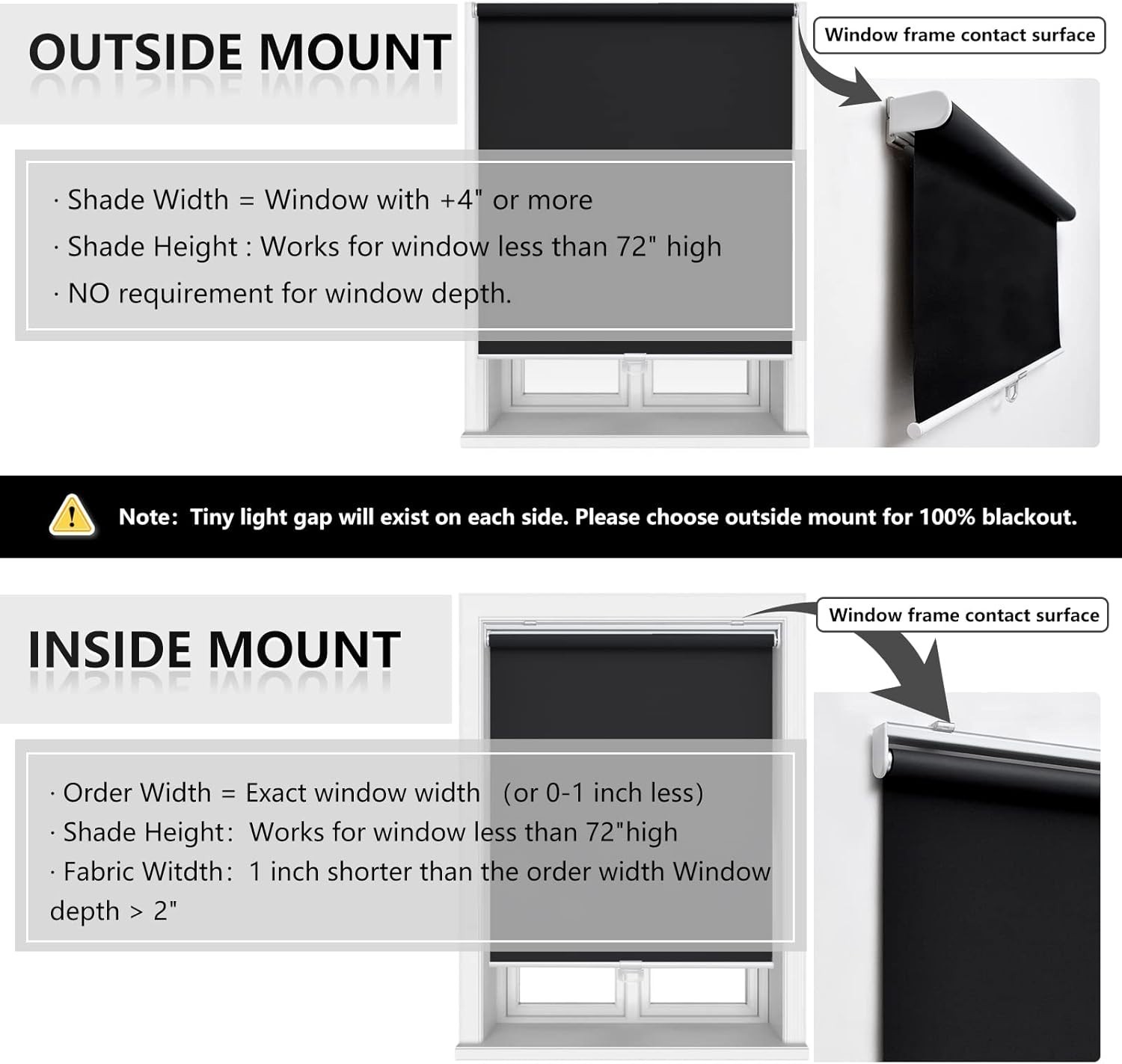 Stylish and Safe Cordless Blackout Blinds 23” W x 72” H – Transform Your Space