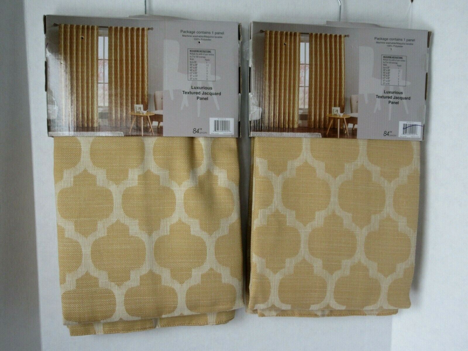 New 2 Compass Links Lattice Rod Pocket Back Tab Curtain Panels 54 x 84 Jacquard