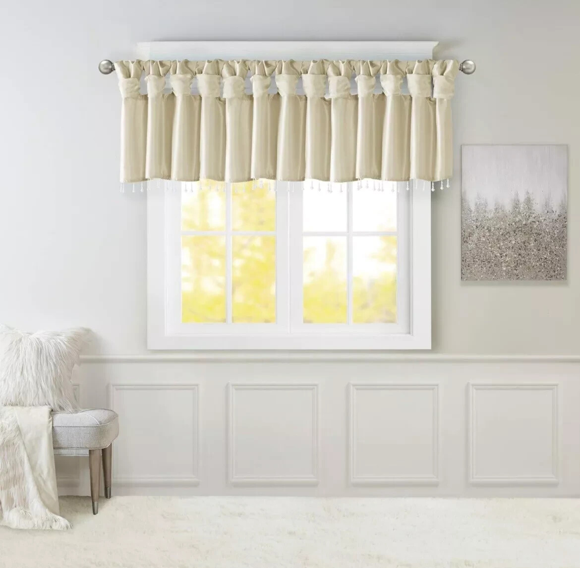Madison Park Emilia Twist Tab Window Valance Champagne