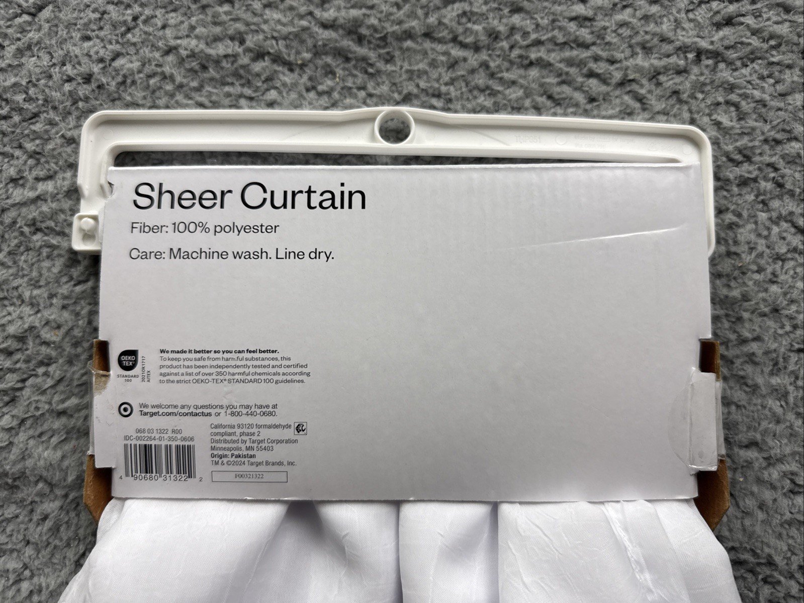 Room Essentials 1pc Sheer Crinkle Window Curtain Panel White 40″W X 84″L